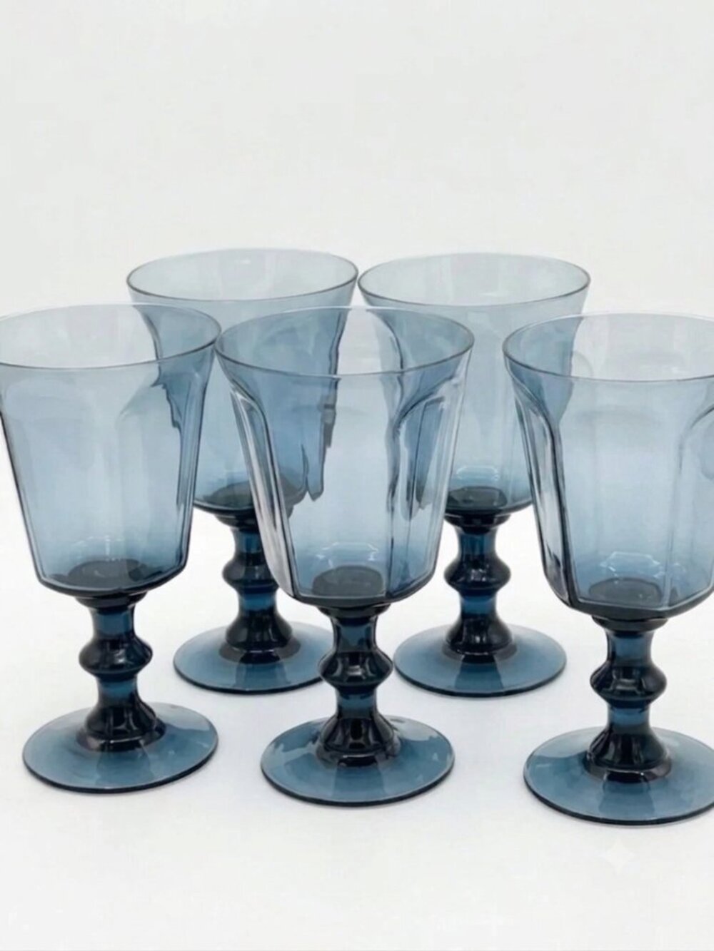 Vintage Lenox antique dark blue water Glasses Set of 5 cup glass goblet wine
